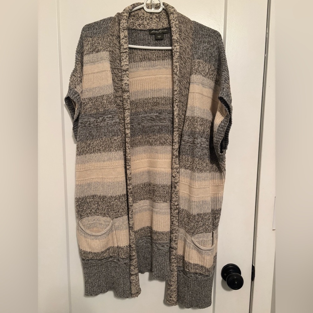 Eddie Bauer Women's Gray and Cream Cardigan